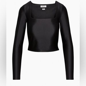 Bavarian Satinette Squareneck Longsleeve in Black size Small